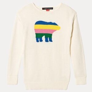 Perfect Moment Girls ”Snow White Rainbow”Bear Intarsia Merino Wool Sweater.